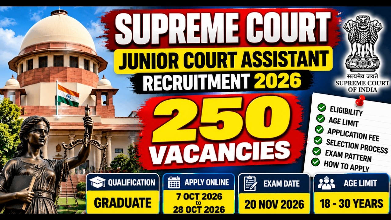 Supreme Court JCA Recruitment 2026 🔥 250 Vacancies | Graduate Jobs | Apply Online