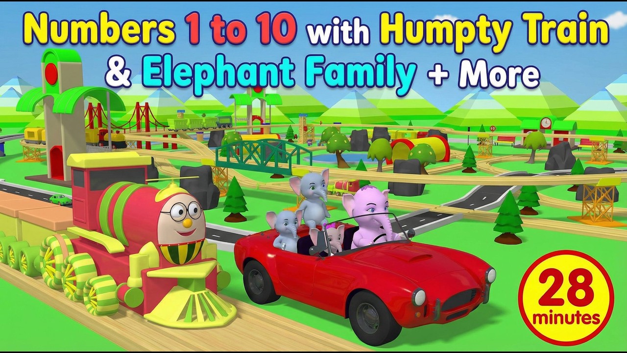 Learn Numbers 1 to 10 with Humpty Train & Elephant Family 🚂🐘 | Kids Learning Collection | 28 Minutes