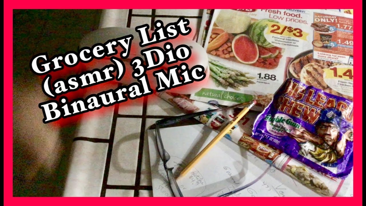 One Hour ASMR Making Grocery List, Juicy Grape Bubble Gum, gentle whispering