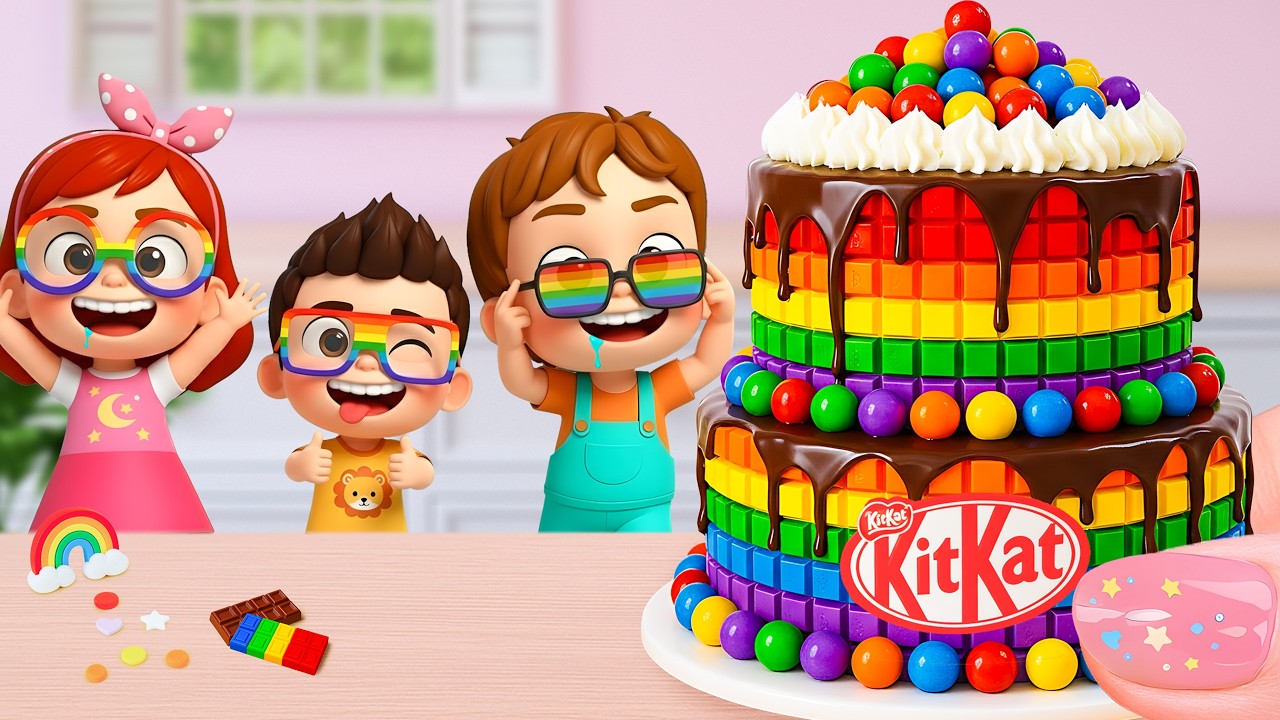 Miniature Rainbow Cake Decorating🌈Cute Mini Rainbow KitKat Cake Recipe with Chocolate 🌈🍫 Yummy Teeny