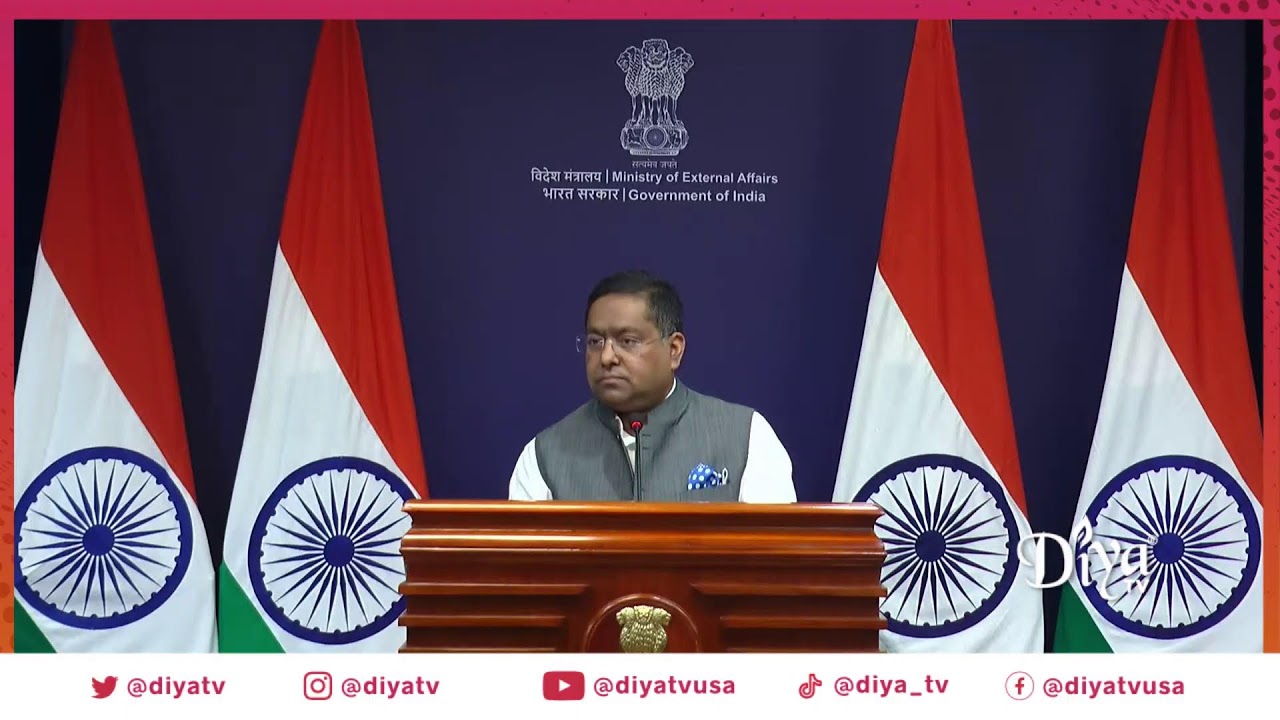 Randhir Jaiswal, India's Ministry of External Affairs spokesperson, holds weekly media briefing