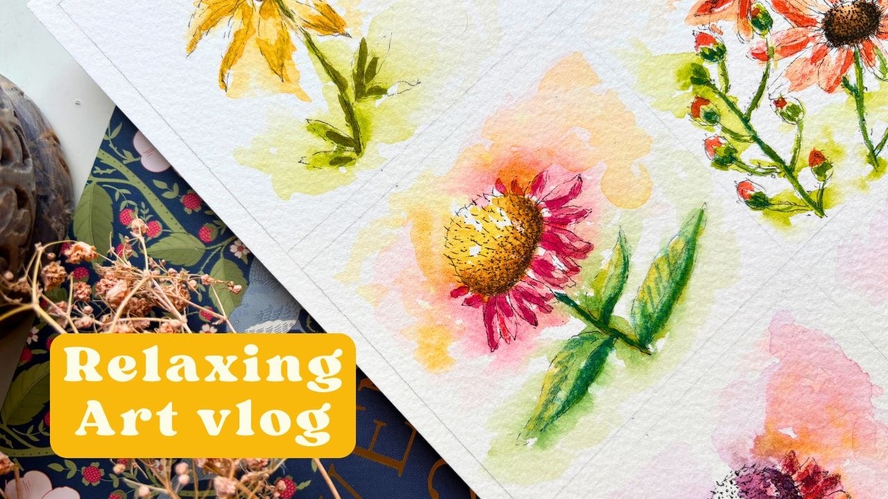 Loose Watercolor Flowers 🌸Learning to Let Go through Art 💛 Cozy ASMR Art vlog ⭐
