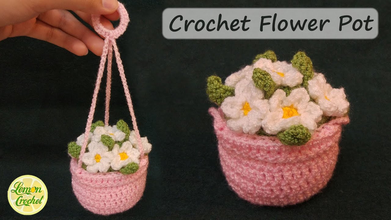 How to Crochet Flower Pot | Crochet Tutorials | Lemon Crochet🍋