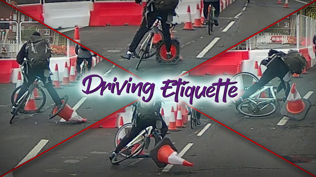 Distracted Cyclist Takes Hilarious Tumble - Driving Etiquette #63