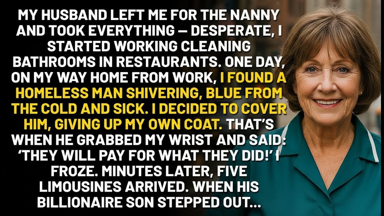 My Husband Left Me For The Nanny. I Gave My Coat To A “Beggar” Outside. Then 5 Limousines Arrived..