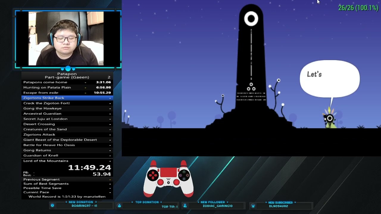 [Former World Record] Patapon (2007) - Any% Gaeen Speedrun in 1:45:37.15 - IvanderLatidjan
