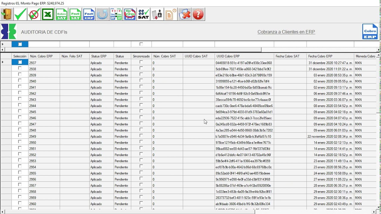 Paso No 1 Empate de Cobro SAT vs ERP en base a Timbre Fiscal UUID