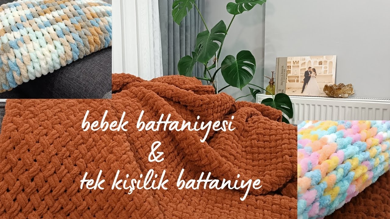 Puffy iplerle Tek kişilik battaniye ve bebek battaniyesi ördüm.💆🏻‍♀️🤌🏻