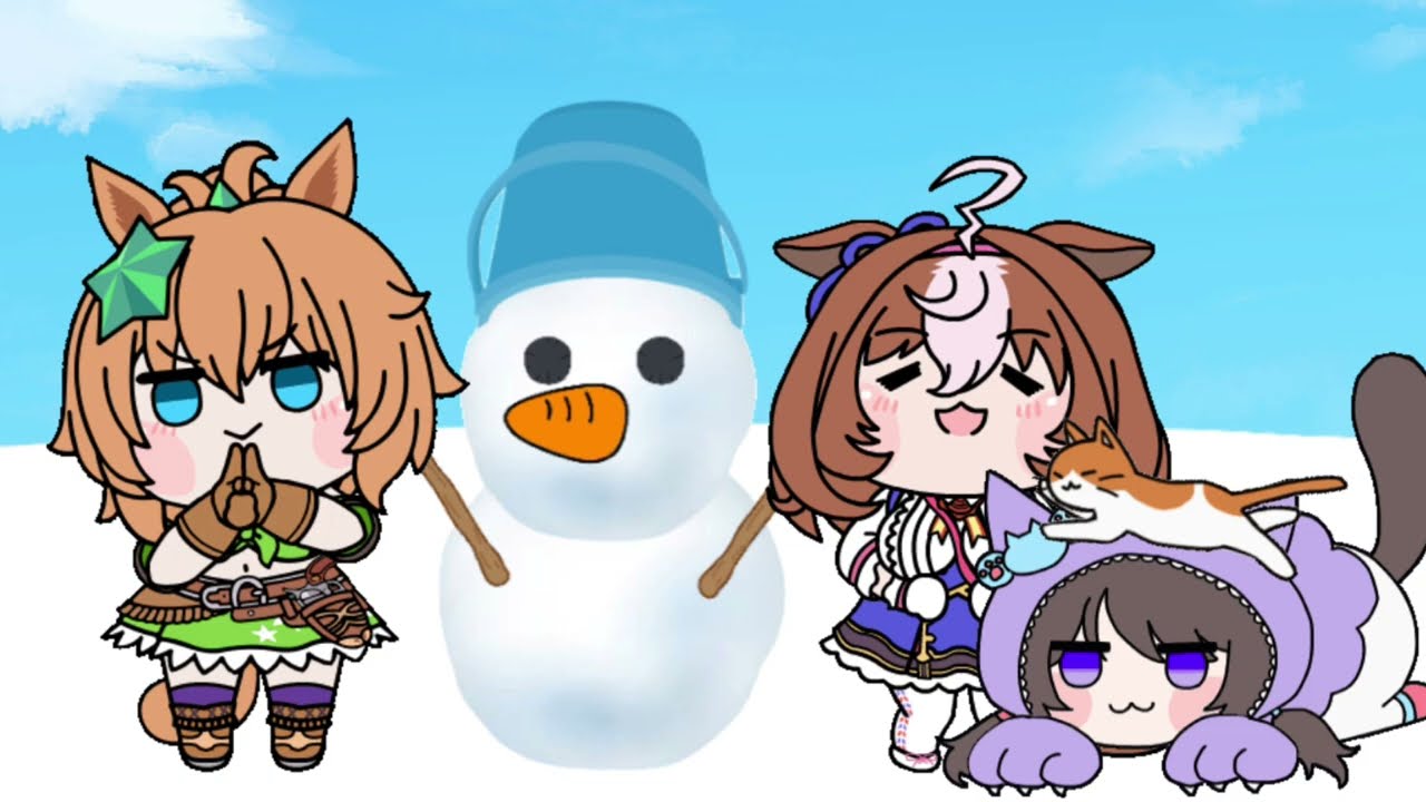 メイショウドトウと雪だるま（ウマ娘たぬき）