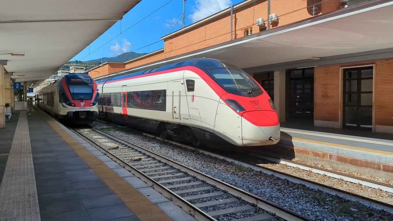 Swiss and Italian Trains at Como S. Giovanni Station.