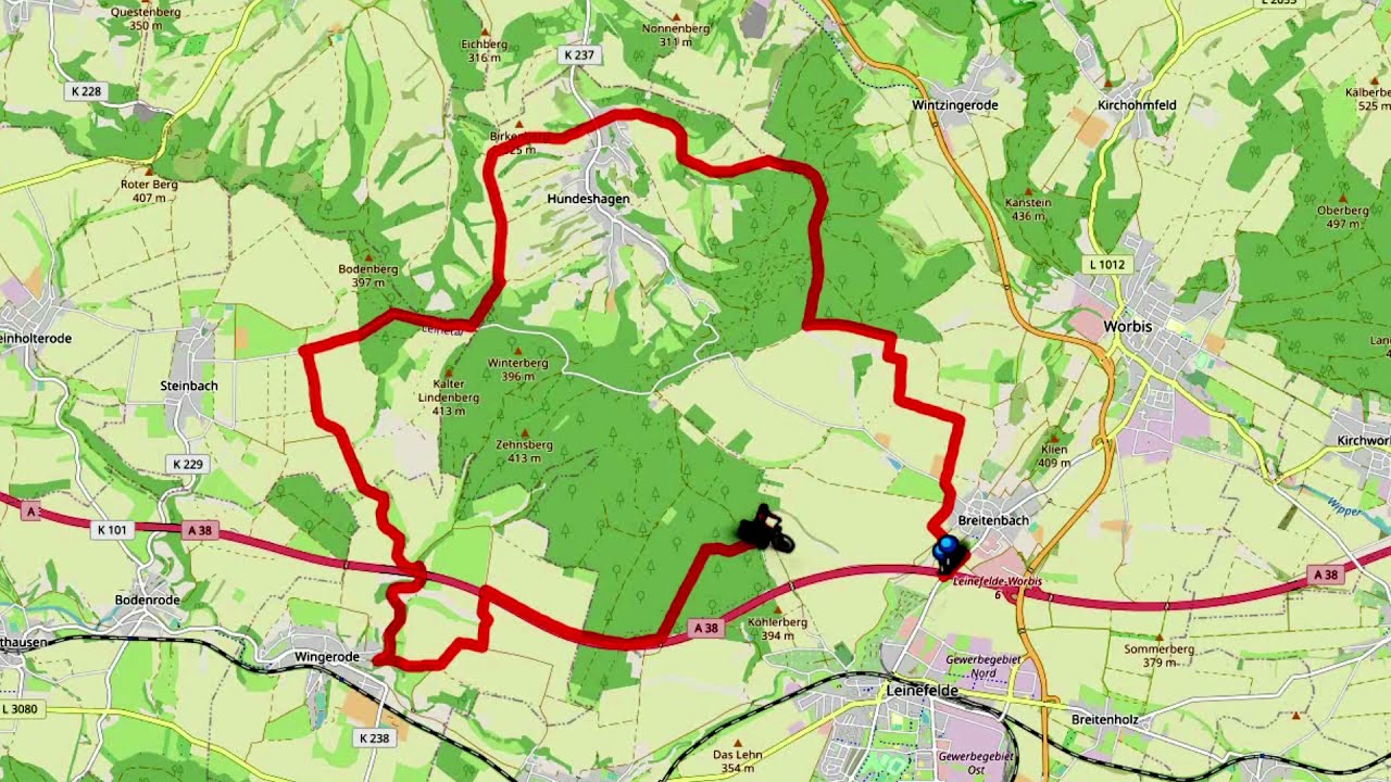 Mit dem Rad ab Breitenbach nach Hundeshagen, Etzelsbach, Wingerode und zurück