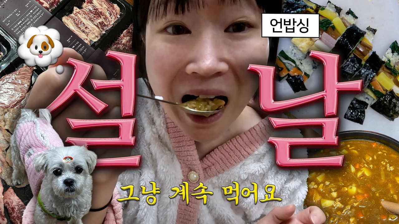 [#상니] 왁자지껄?! 충남당진 설날 브이로그 그냥 조용히 먹기만 할란다...⭐️ 한우, 구운김&꽁치찌개..똑같은 일본카레, 김밥 싸기인데 핵웃김🤣..항상 언밥싱