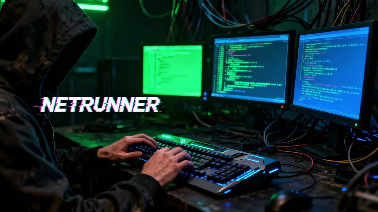 Netrunner's Focus Dark Cyberpunk Coding Loop