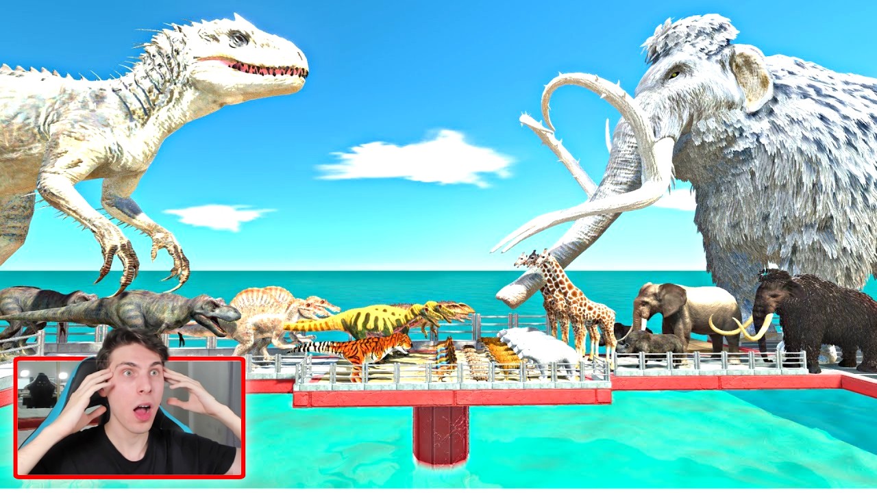 DINOSAURIOS PUENTE RETO - ANIMALES VS INDOMINUS REX - ANIMAL REVOLT BATTLE SIMULATOR