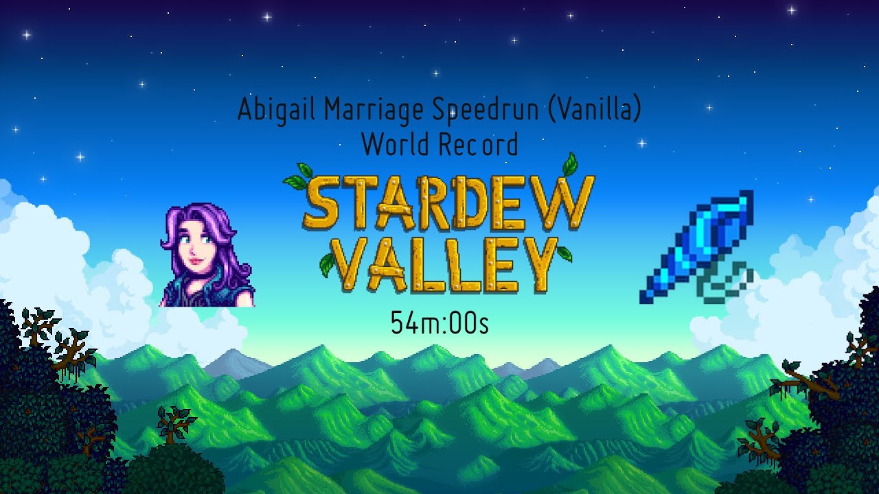 Stardew Valley - Abigail Marriage Speedrun (Vanilla) - 54m:00s