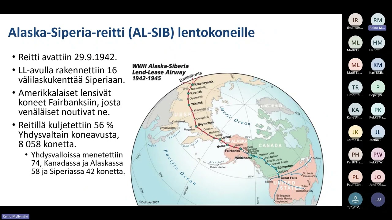 IMY verkkojäsenilta, Reino Myllymäki Yhdysvaltojen lentokonetoimitukset Neuvostoliittoon toisen maai