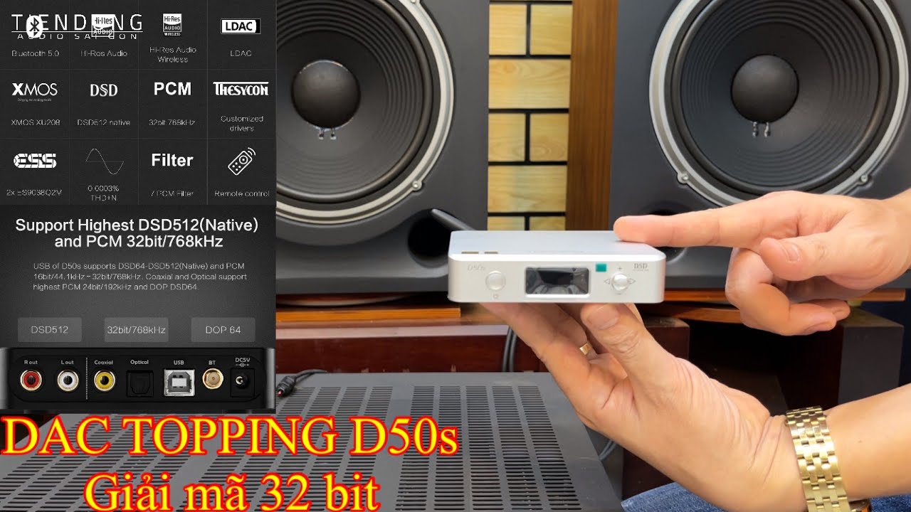 Đầu giải mã DAC Topping D50s 32 bit siêu nhỏ gọn Tiến Dũng audio Sài Gòn