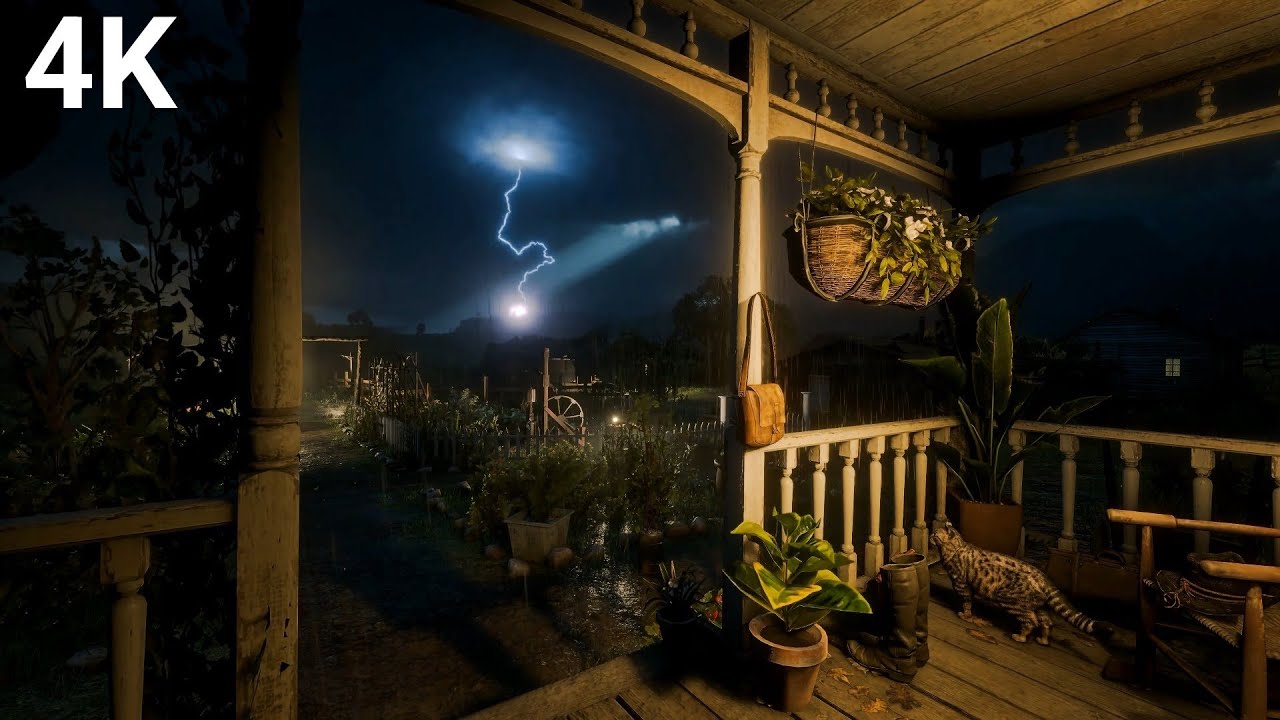 Your Virtual Cat Companion for Sleep 🐈✨ 10 Hour ASMR Rain & Thunderstorm on a Safe, Cozy Ambience