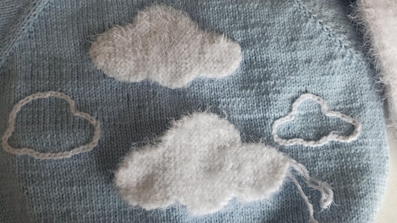 Haroşa örgüyle aplike bulut yapımı☁️🌦️🌨️🌧️⛈️⛅🌤️☔🌩️
