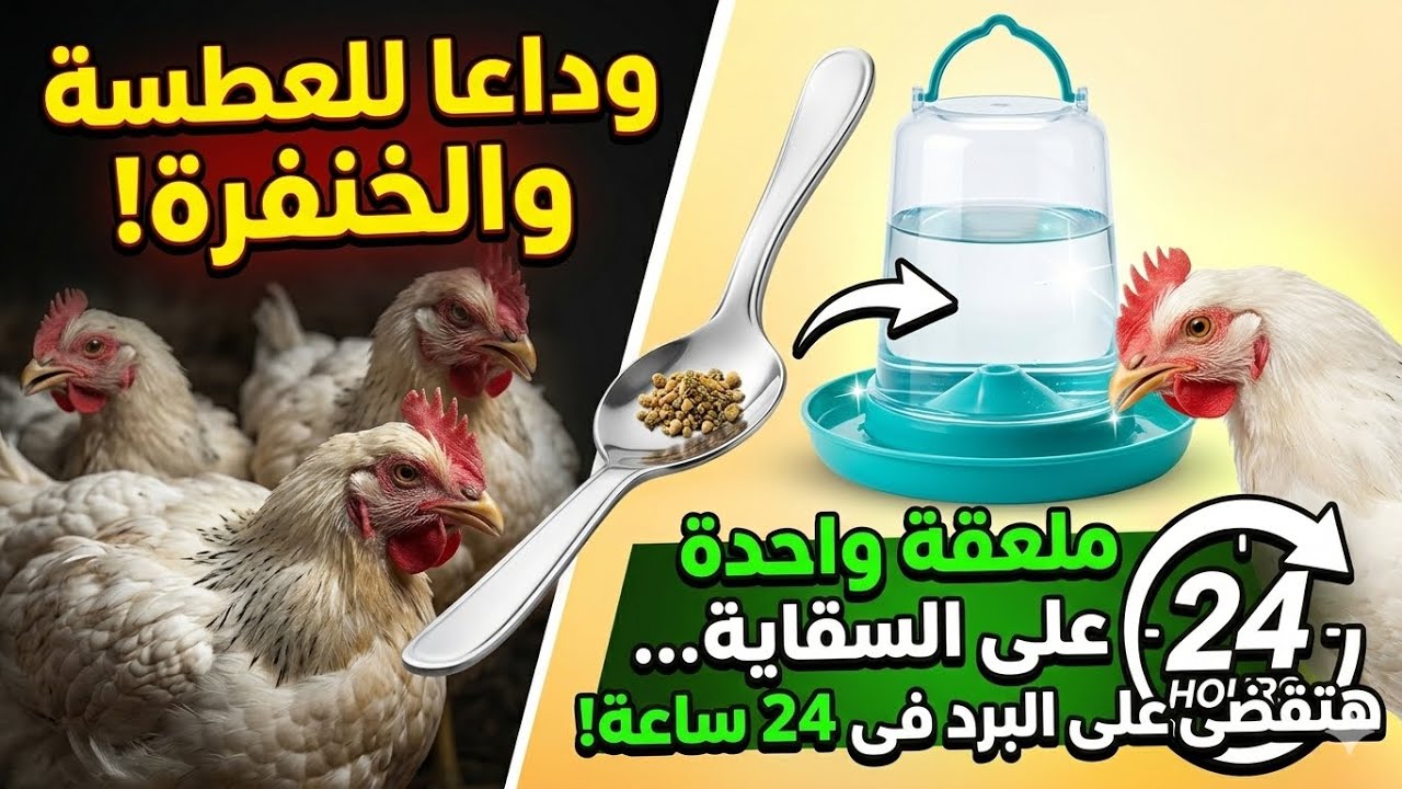 #وداعا للعطسة والخنفرة ملعقة واحدة على السقاية هتقضى على البرد عند الدواجن فى 24 ساعة