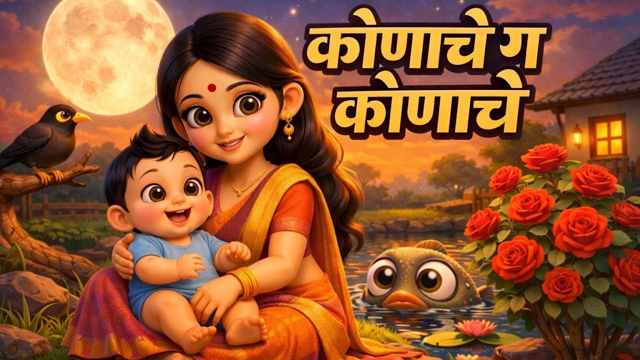 कोणाचे ग कोणाचे | Konache ga Konache | Marathi Balgeet | Marathi Rhymes for Kids | लहान मुलांची गाणी