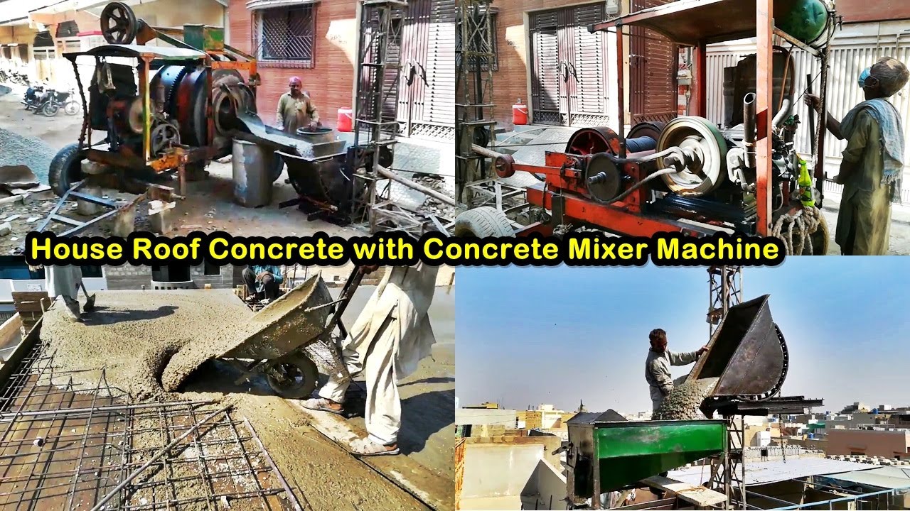 House Roof Concrete with Concrete Mixer Machine Full View