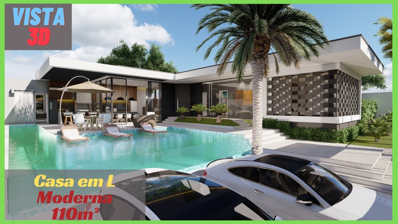 Casa em L com piscina l  2 quartos (sendo 2 suites) área de lazer com churrasqueira