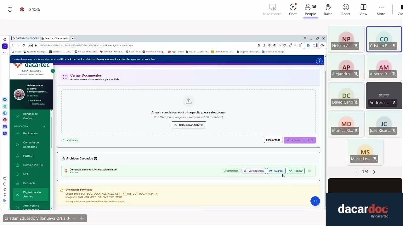 Demo SGDEA+IA - Dacardoc