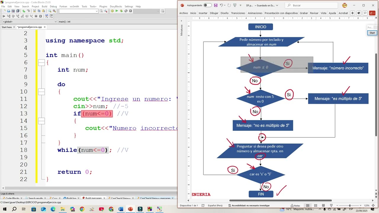 Segundo ejemplo de análisis de un diagrama de flujo y creación de código en C++