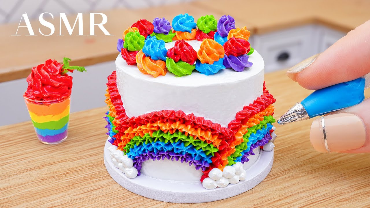 Rainbow Buttercream Cake🌈World's Cutest Cake Decorating Ideas by Little Cakery