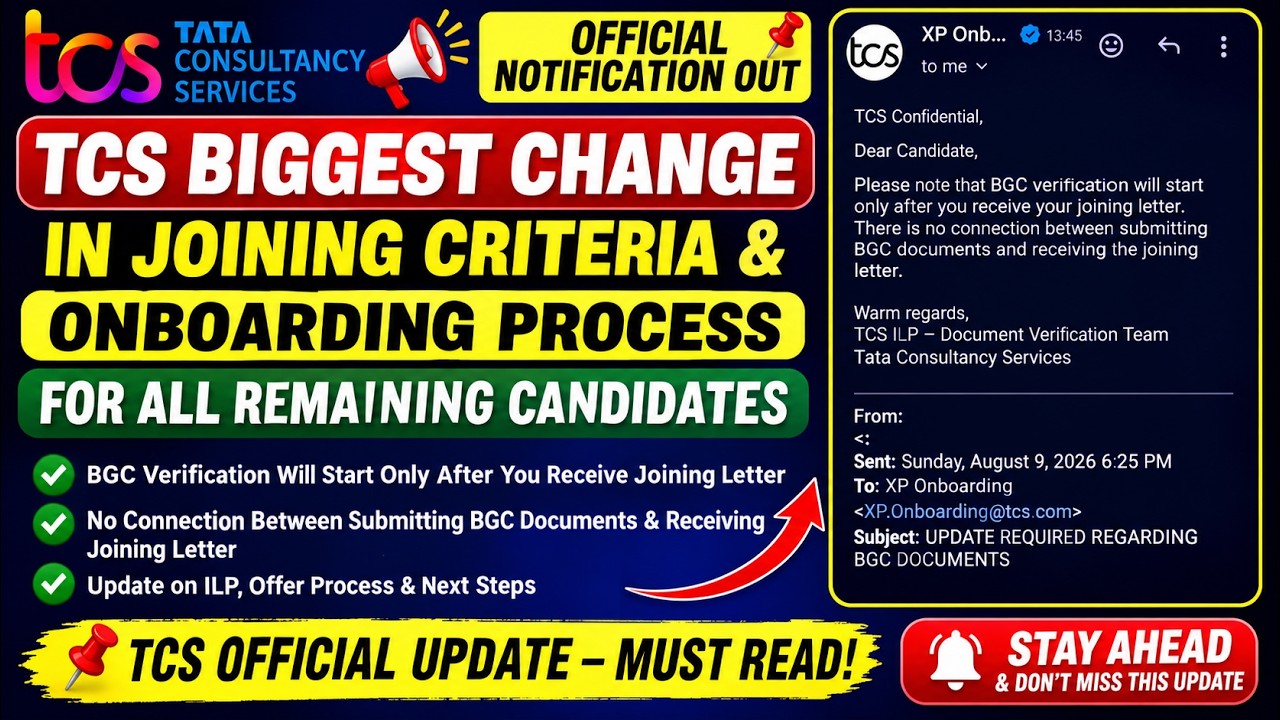 TCS Biggest Changes in Joining Criteria & Onboarding Process | BGC is Not Mandatory for Receiving JL