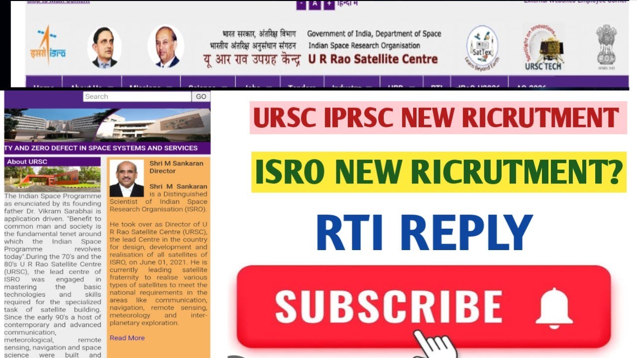 ISRO URSC IPRC NEW RICRUTMENT || RTI REPLY INDIAN SPACE RESEARCH ORGANISATION