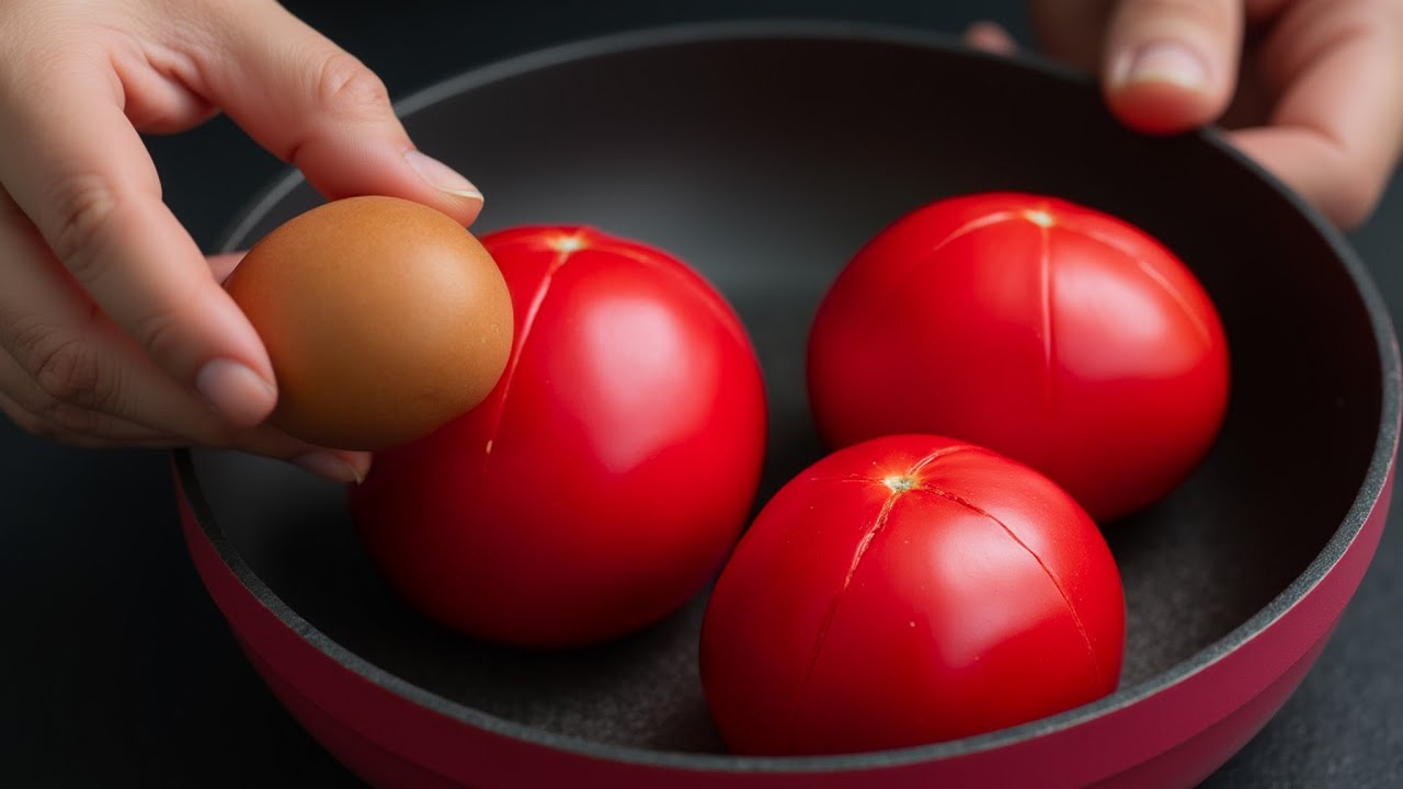 1 Tomate mit 3 Eiern! Schnelles Frühstück in 5 Minuten!