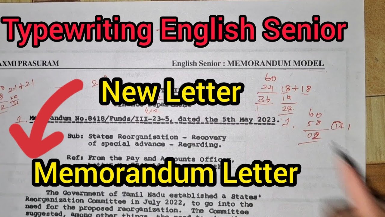 Typewriting English Senior Memorandum Letter #Seniornewletter #typingexpress
