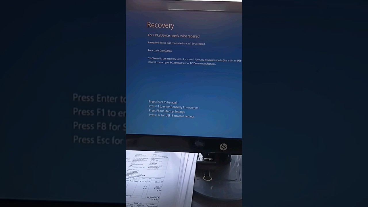 Your pc device need to be repaired | A required device isnot connected or cant accessed| 0xc000000e