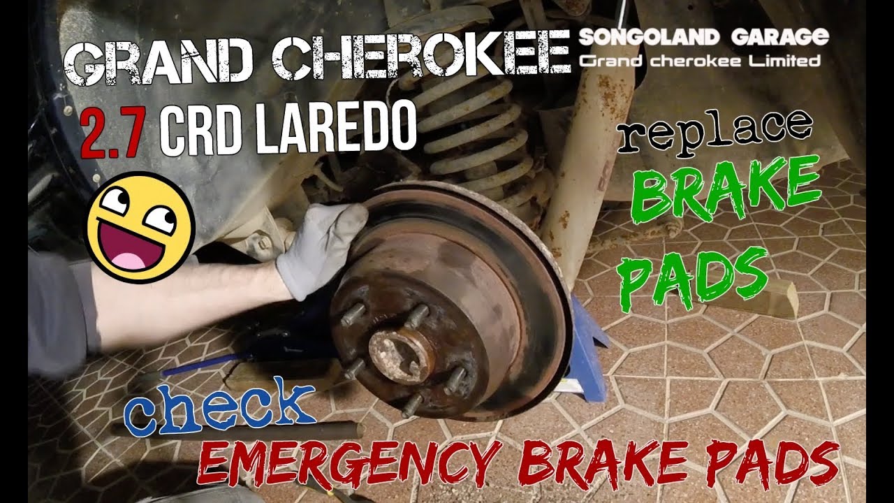 Grand Cherokee 2002 Change brake pads rear + review emergency brake @ Songoland Garage