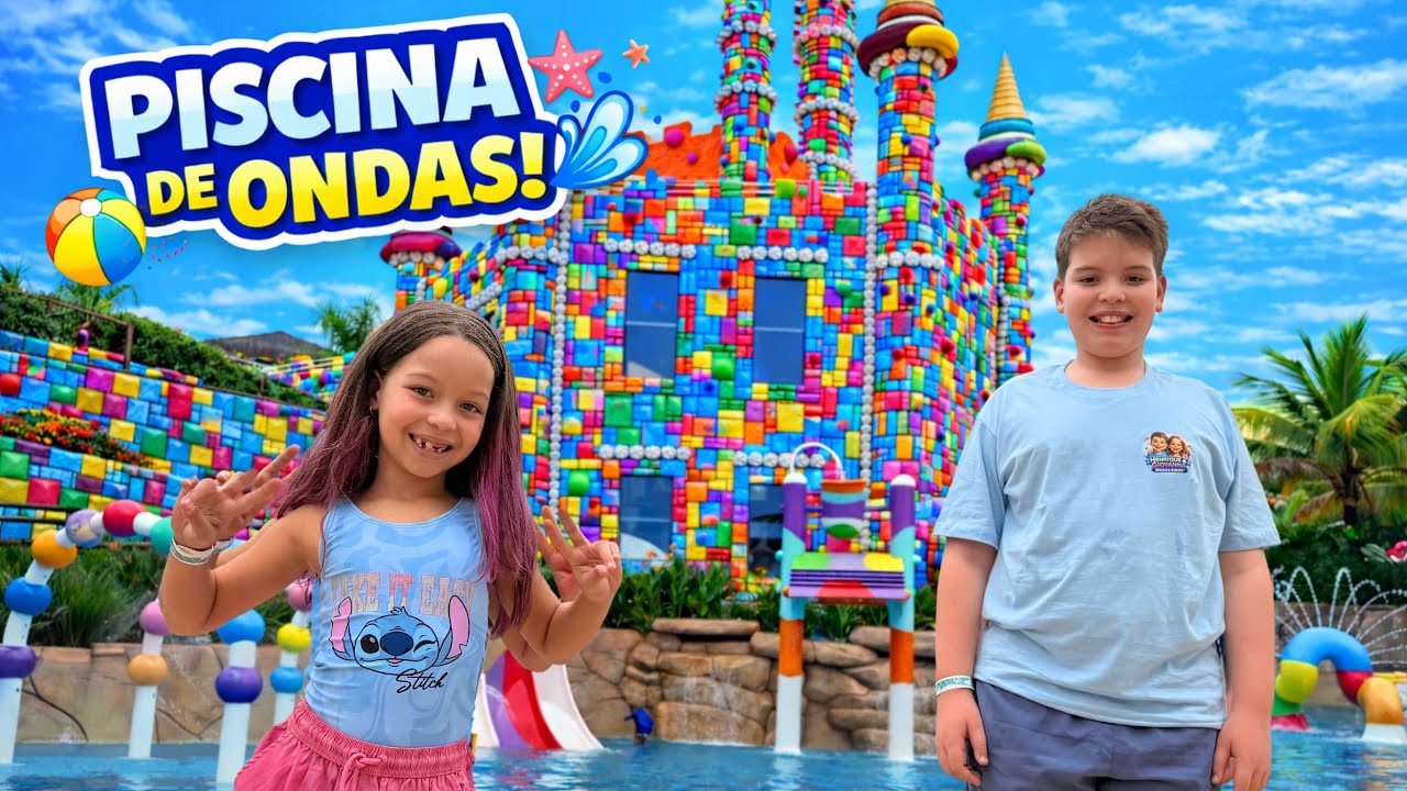 PISCINA DE ONDAS E MUITA DIVERSÃO 🌊 | Parque Aquático do Hotel com Henrique e Giovanna