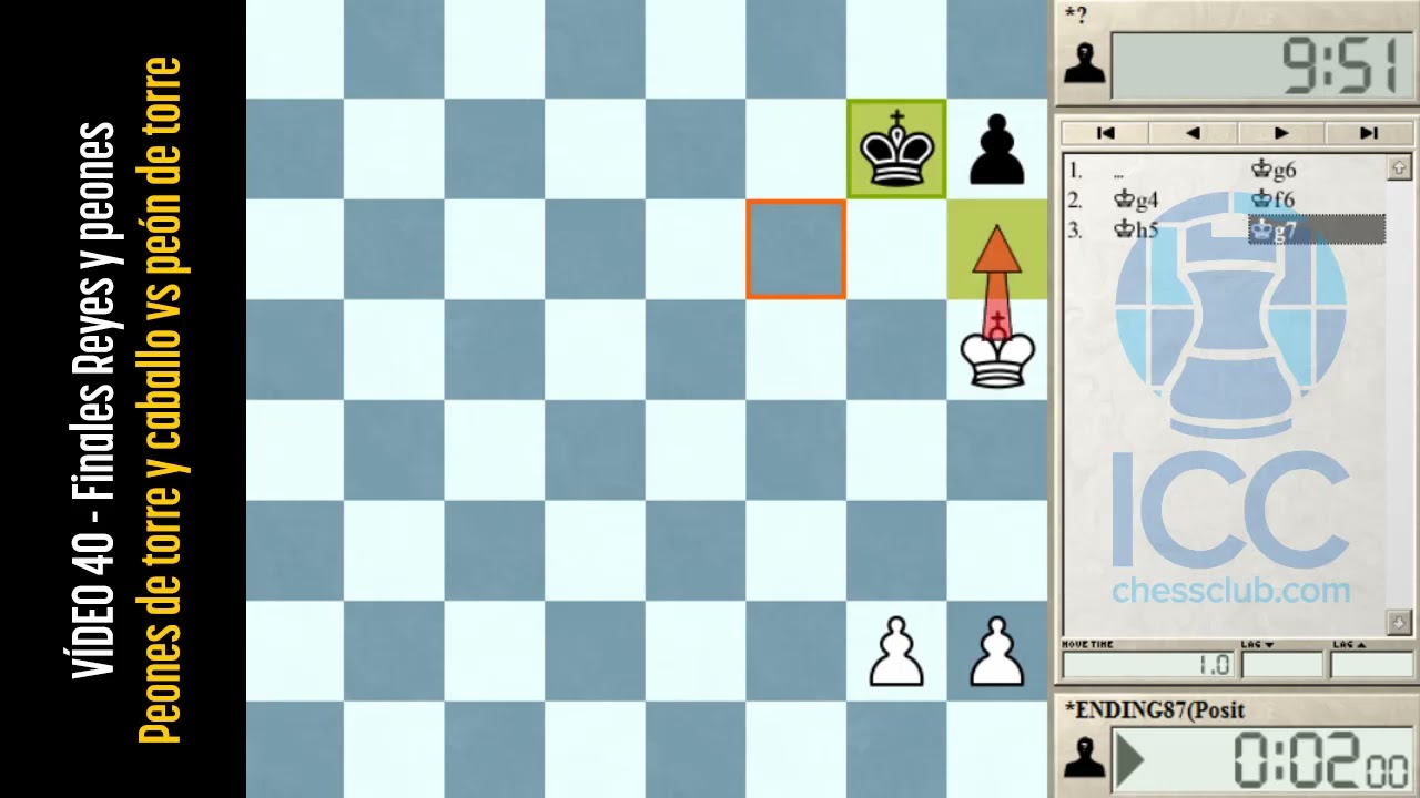 Video 40 -Finales de Reyes y Peones/Peones de torre y caballo vs. Peón de torre-Regla de los colores