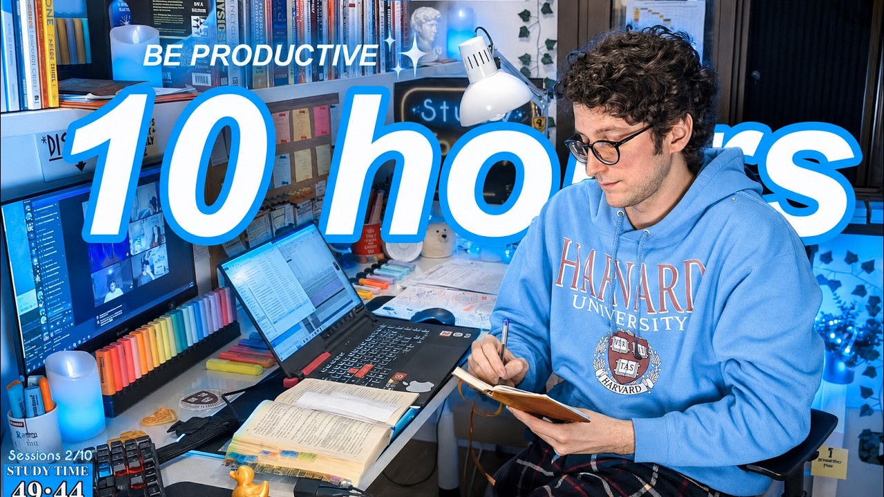 STUDY WITH ME LIVE | 10 HOURS ✨ Harvard Alumnus, Chill Work With Me, Rain Sounds, Pomodoro Timer