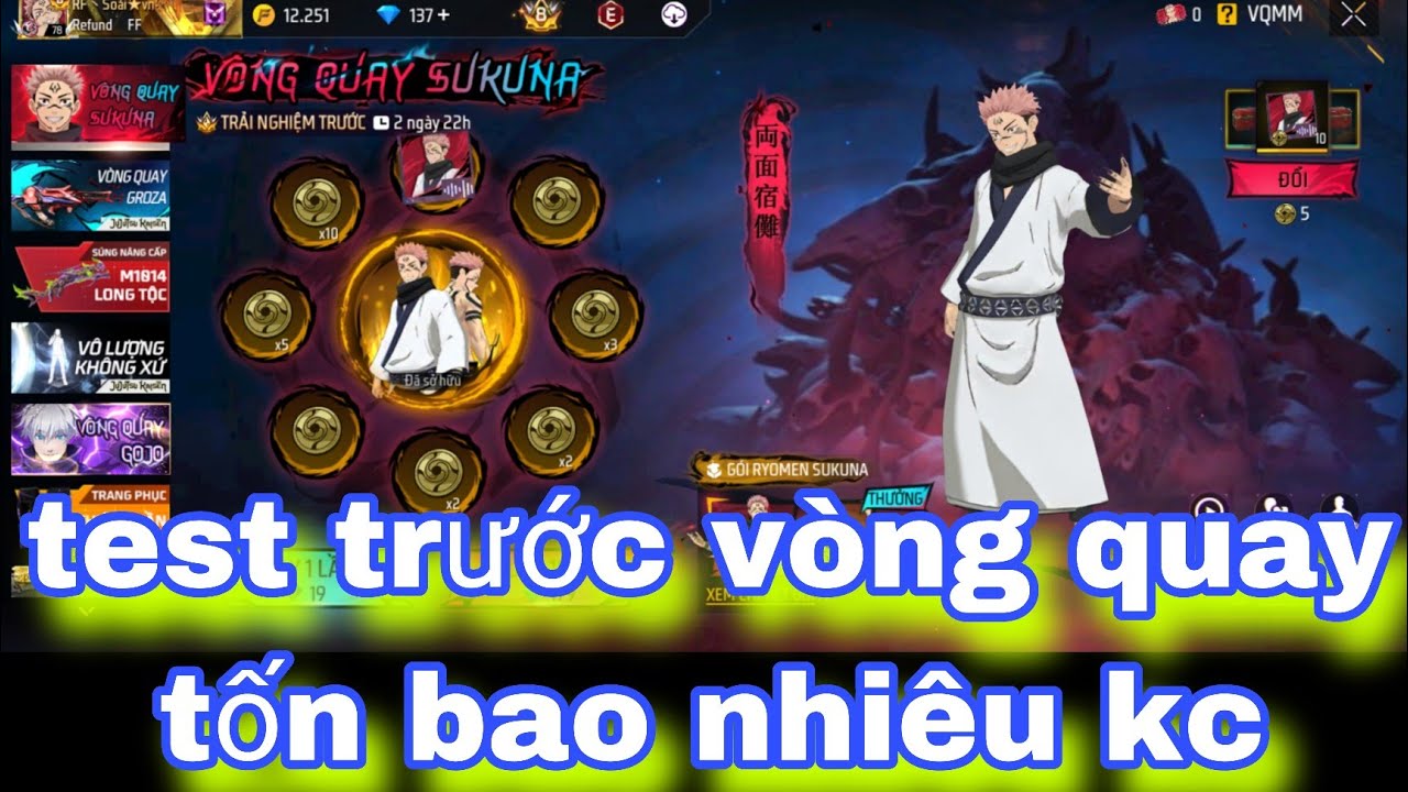 TEST TRƯỚC VÒNG QUAY SUKUNA SĂN GÓI RYOMENSUKUNA FF