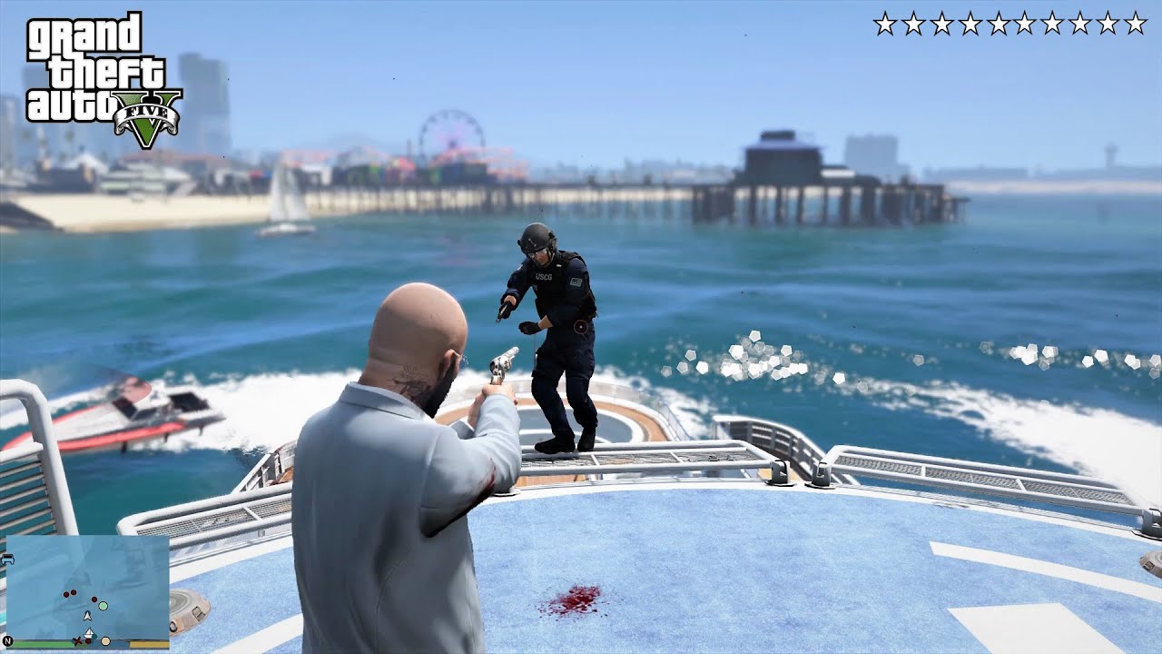 GTA 5 - MICHAEL’S TEN STAR COP BATTLE ON A $10 MILLION YACHT!! (GTA V Funny Moments)