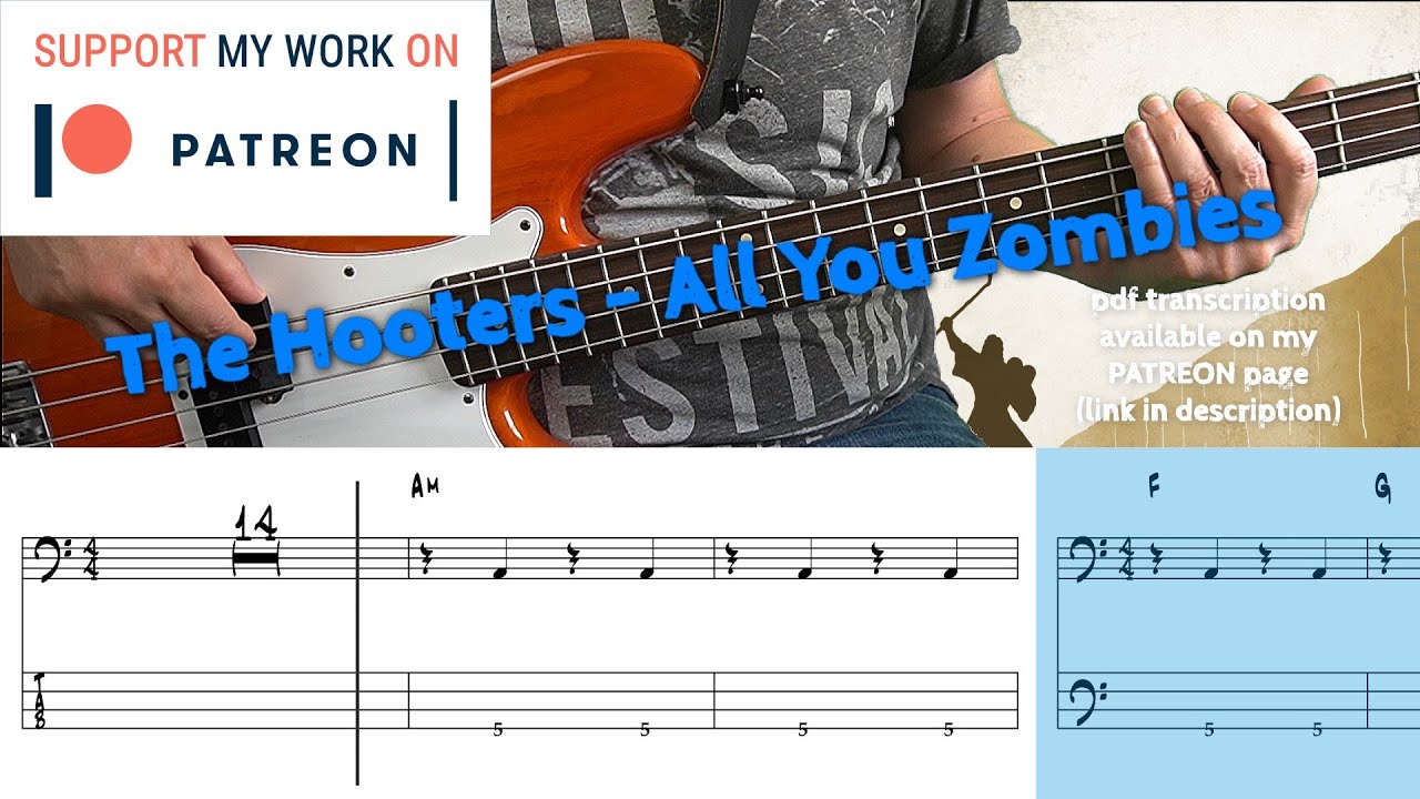The Hooters - All You Zombies (Bass cover with tabs)