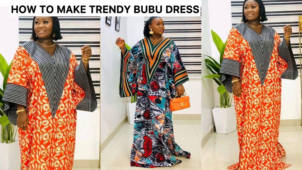How to Cut and Sew a Butterfly Bubu Caftan/ Agbada Dress with Tight Fitting