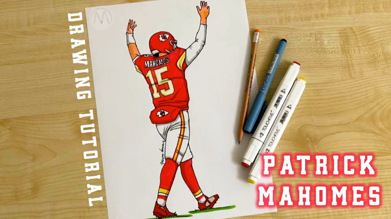 How to draw a football player Patrick Mahomes / How to draw Kansas City Chiefs players