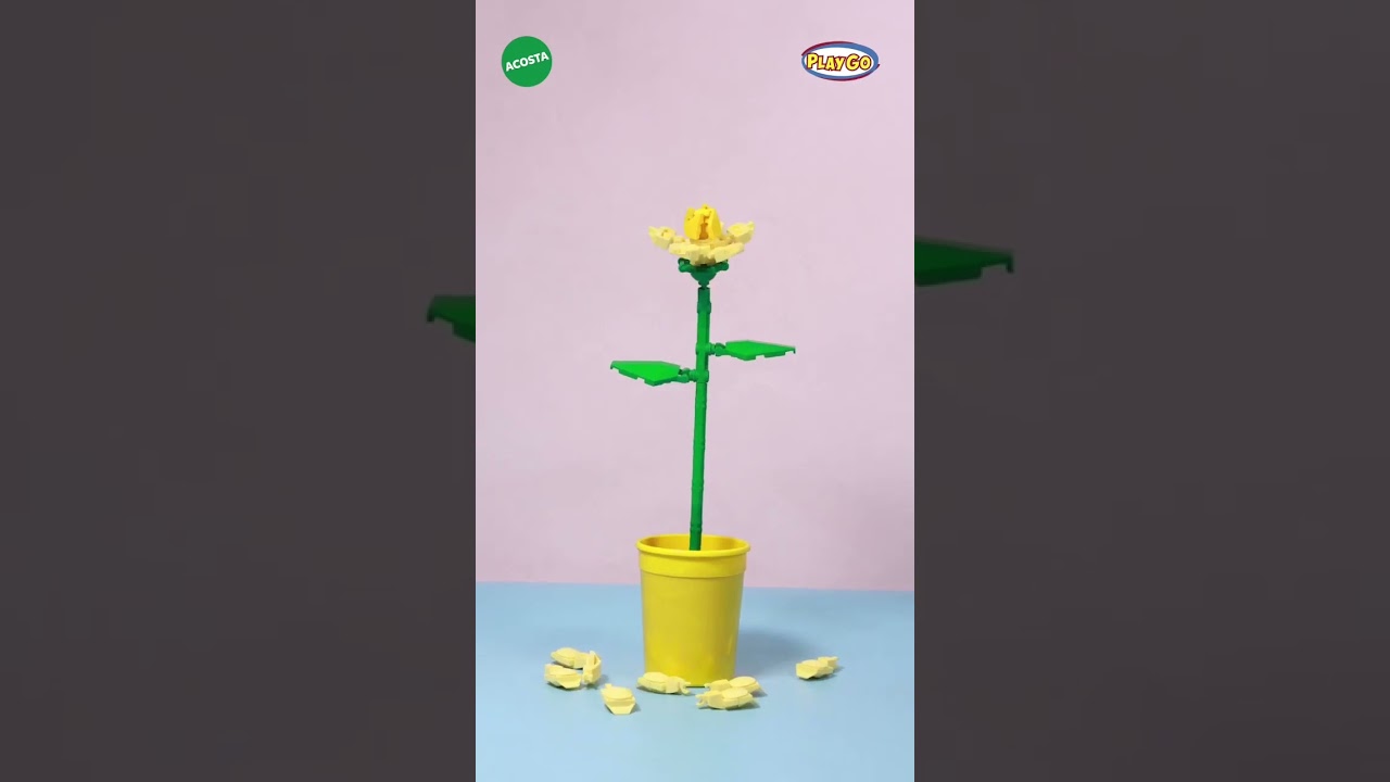 Merangkai Bunga Mawar Kuning dari Mainan Balok Susun Playgo
