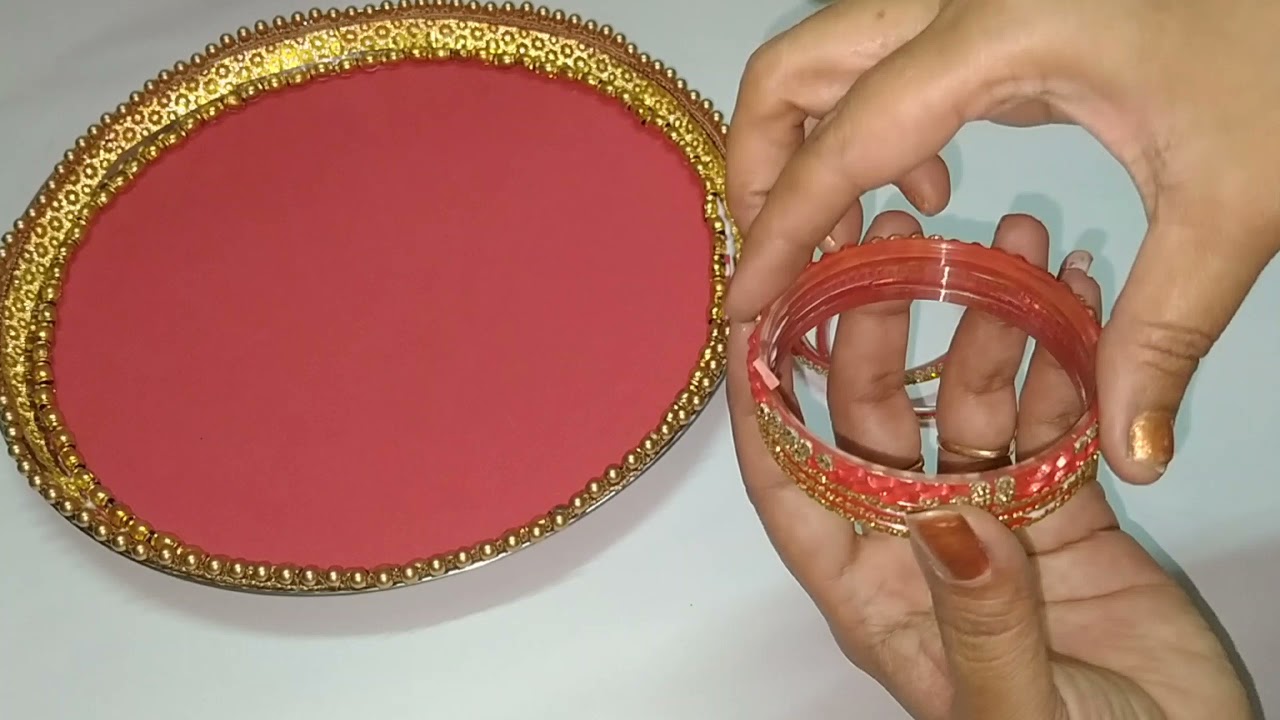 Very easy Harathi plate /Thali decoration ideas with bangles for Navratri/Diwali