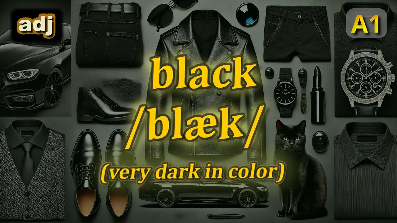 [adj] Black meaning (very dark in color) with 5 examples