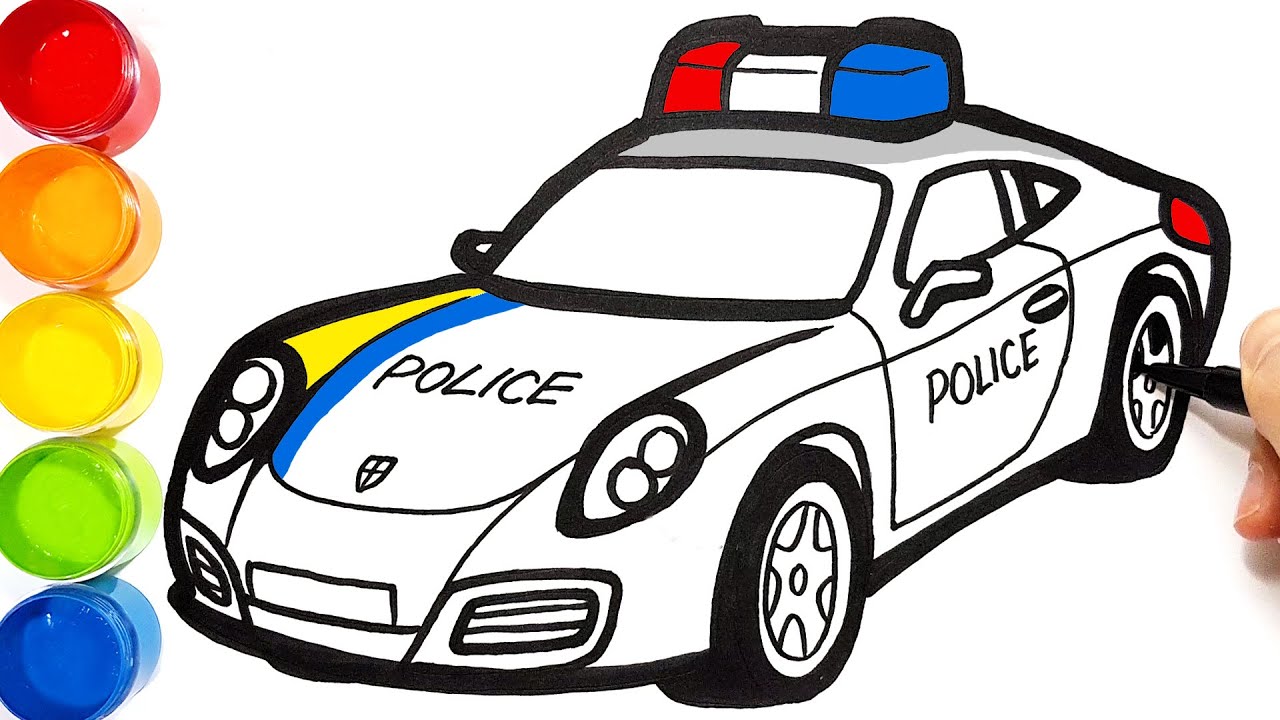 Draw a POLICE CAR . Learn drawing and coloring for Kids Toddlers