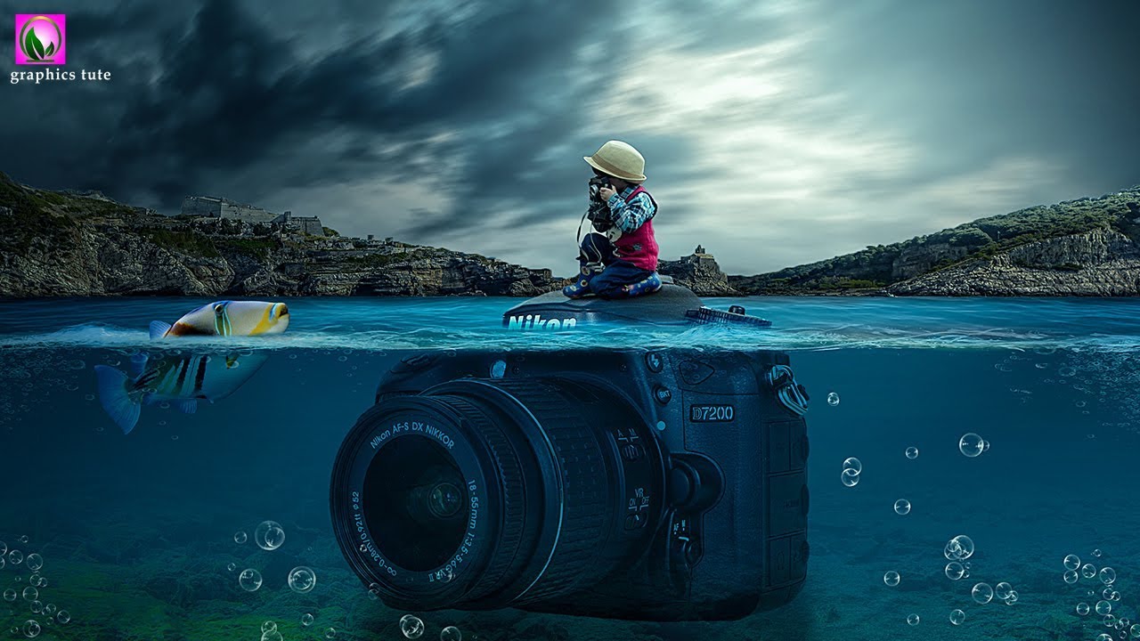 Underwater Camera Photo manipulation - Photo Manipulation In Photoshop - Photoshop Tutorial