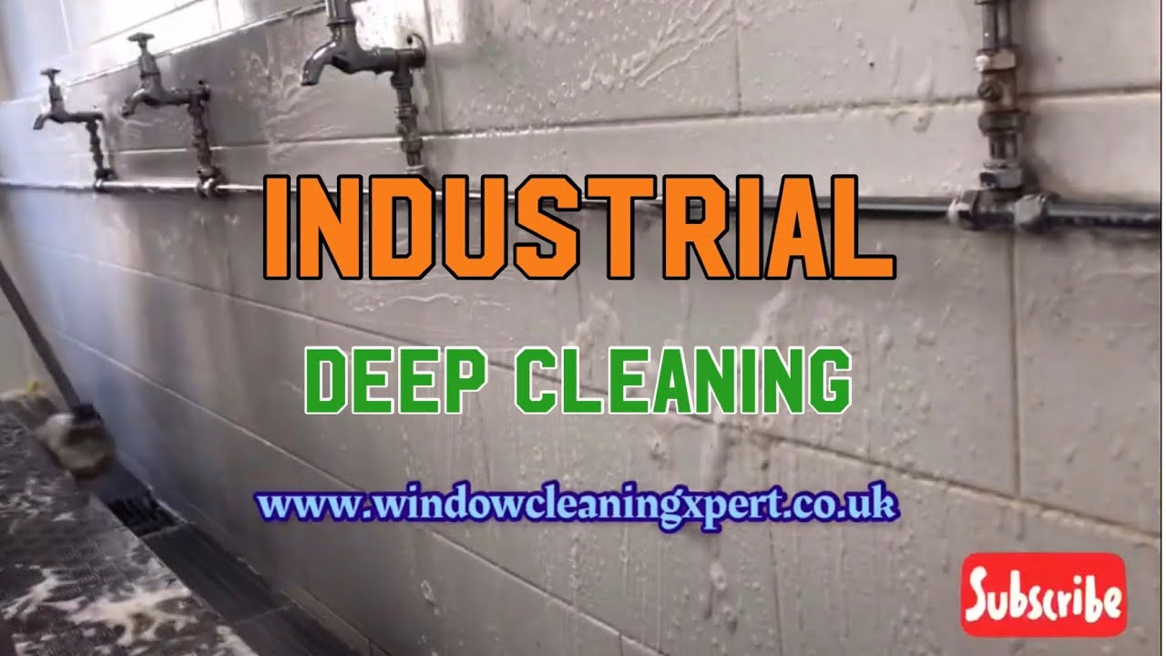 Industrial deep cleaning washroom cleaning in a commercial unit.